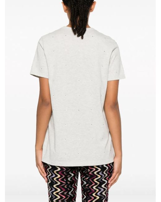 Barrie Yellow Logo-Embroidered Embellished T-Shirt