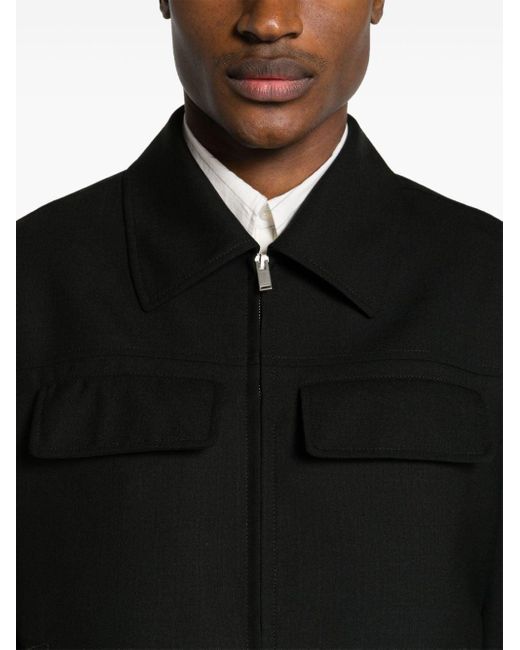 Veste en laine à fermeture zippée Lardini pour homme en coloris Black