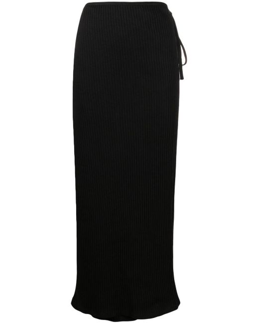 Baserange Ribbed-knit Midi Skirt in Black | Lyst