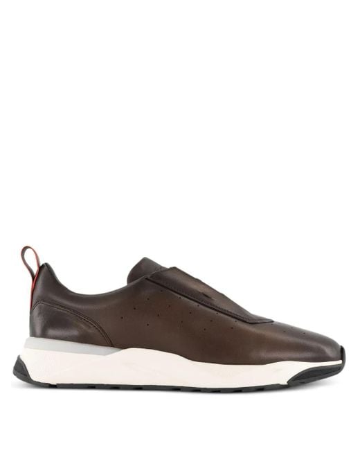 メンズ Santoni レザースニーカー Brown
