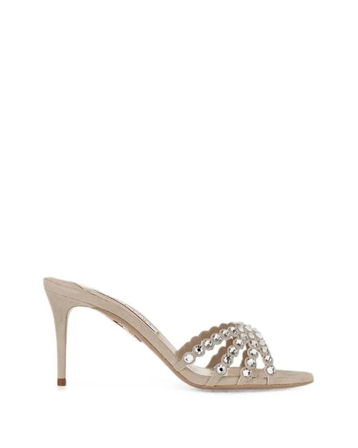 Aquazzura White Tequila Crystal-Embellished Sandals