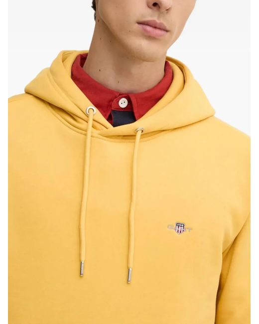 Gant Yellow Drawstring Pouch-Pocket Hoodie for men