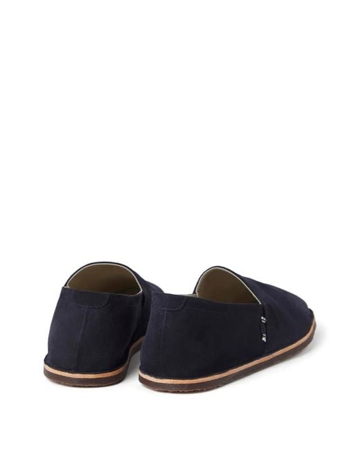 Brunello Cucinelli Blue Suede Slippers for men