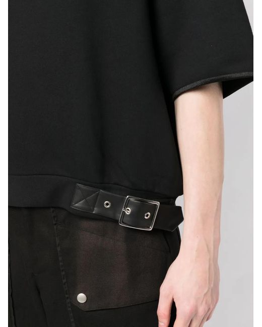Random Identities Black Buckle-Detailed Cotton T-Shirt for men