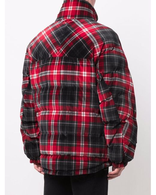 plaid puffer jacket mens