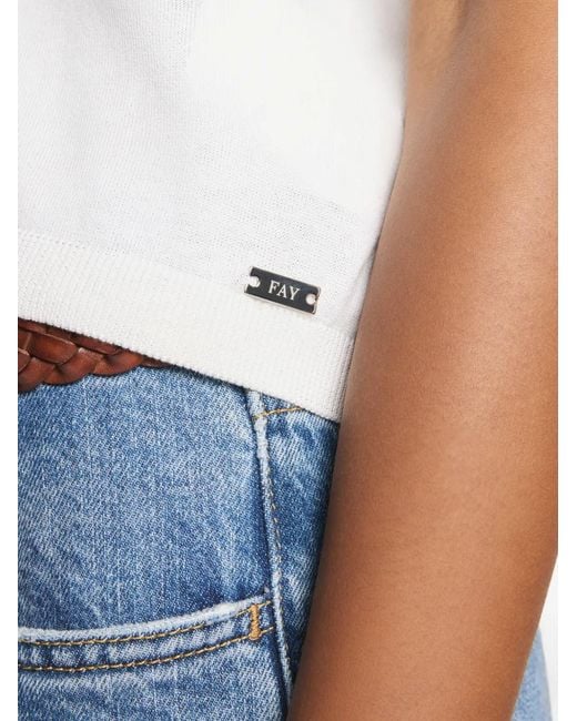 Fay Mouwloze Top in het White