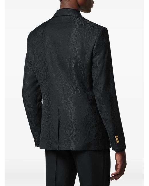 Versace Black Snakeskin-Pattern Blazer for men