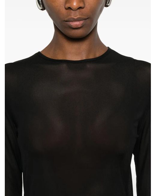 Blanca Vita Black Long-Sleeve Crew-Neck Top