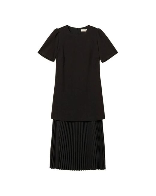 Twinset Black Recycled Crêpe De Chine Midi Dress