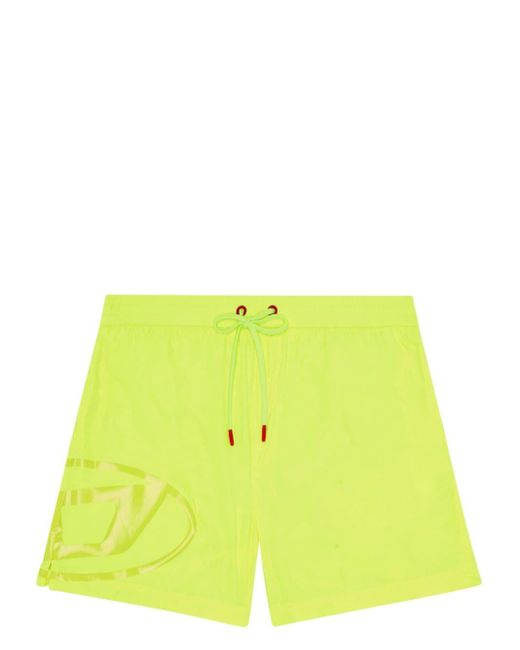 DIESEL Yellow Maxi Logo Swim Shorts for men