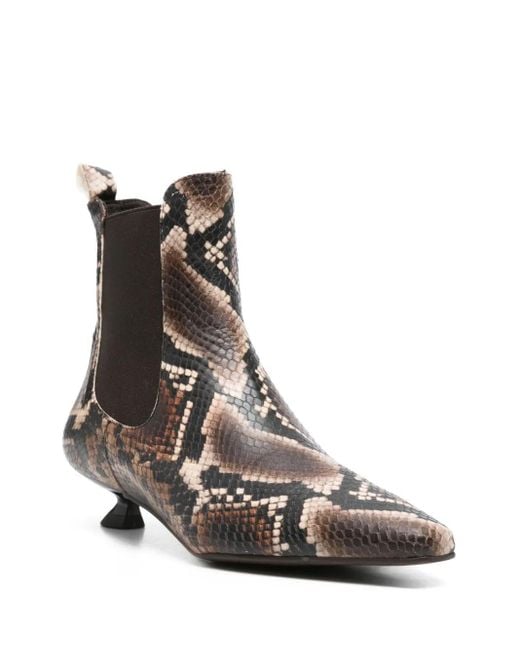 Pedro Miralles Brown Snakeskin Pointed-Toe Boots