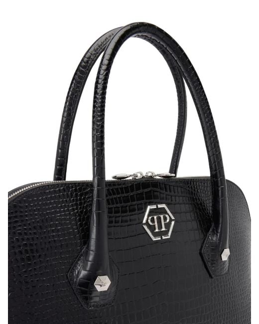 Philipp Plein Black Majestic Handbag Cocco Large