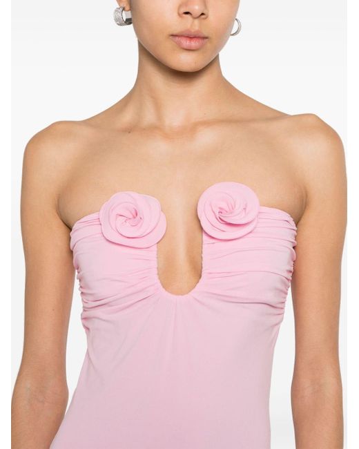 Magda Butrym Pink Floral-appliqué Gown - Women's - Spandex/elastane/polyamide