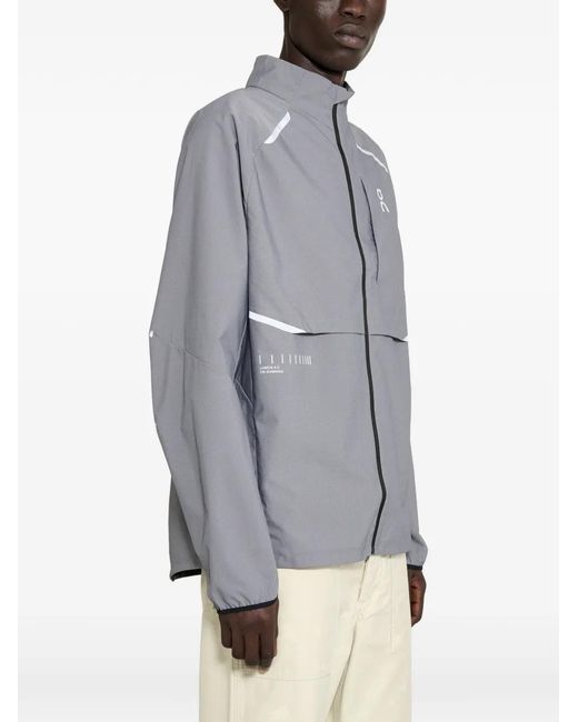 On Shoes Gray Reflective-Stripes Jacket for men