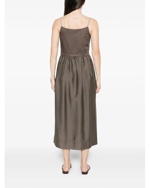 Peserico Brown Monili-Chain Sleeveless Midi Dress