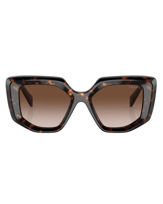 Prada Brown Tortoiseshell-effect Logo-detail Sunglasses