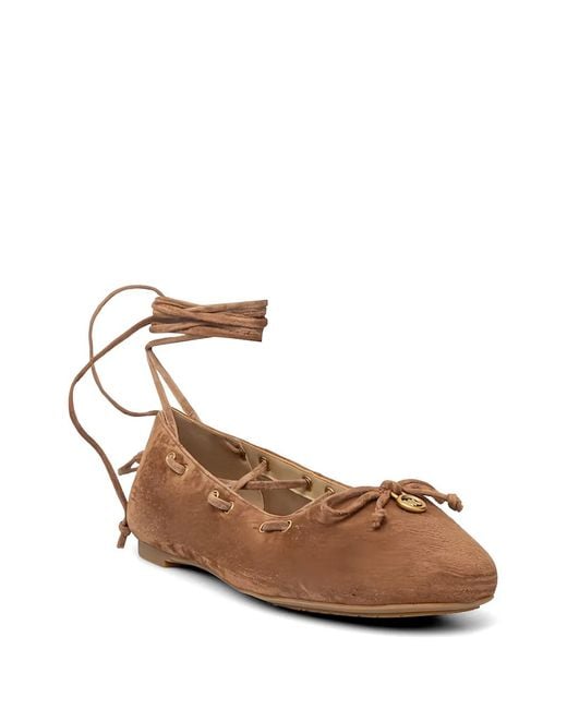 MICHAEL Michael Kors White Tie-Ankle Ballet Flats