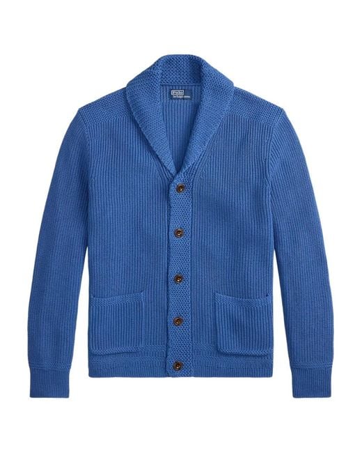 Polo Ralph Lauren Blue Cotton Shawl-Collar Cardigan for men