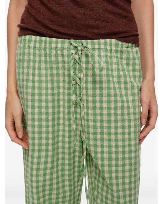 Bimba Y Lola Green Checked Corset-Waist Trousers