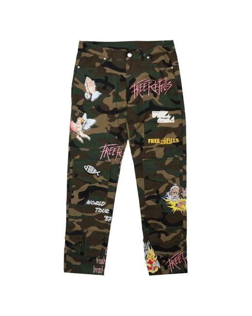 Free Refills Green Floyd Camouflage-Print Cargo Pants for men