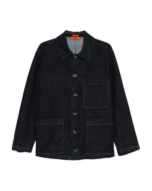 Barena Black Stae Buttoned Denim Jacket for men