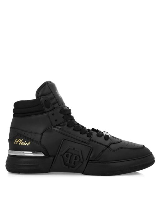 Philipp Plein Black Hexagon Hi-Top Sneakers