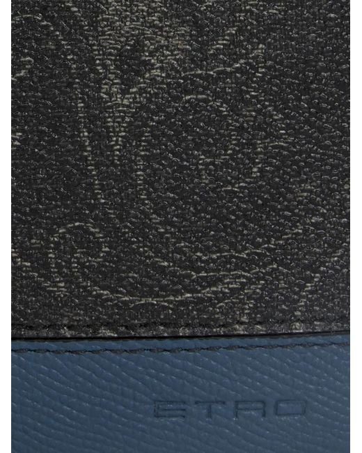 Etro Black Compact Arnica Wallet With Leather Insert for men
