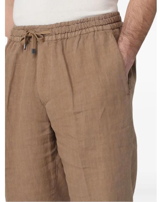 Boglioli Natural Drawstring Elasticated Trousers for men