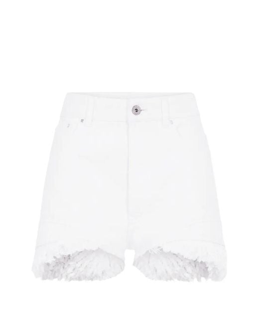 Rabanne White Short En Jean À Franges