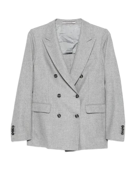 Tagliatore Gray Double-Breasted Button Detail Blazer