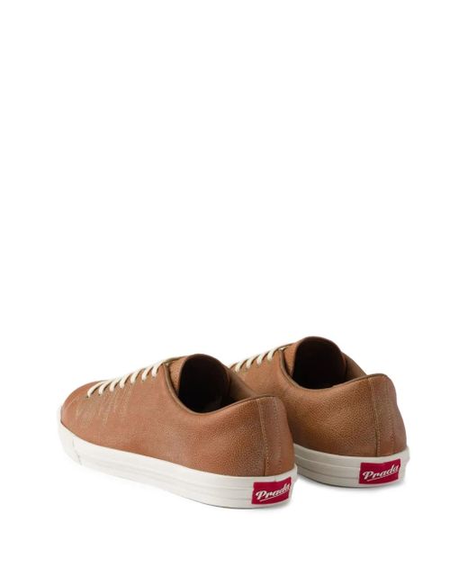 メンズ Prada ローカット レザースニーカー Brown