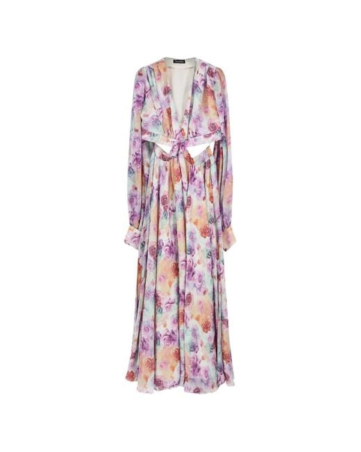 ACTUALEE White Floral-Print Cut-Out Maxi Dress