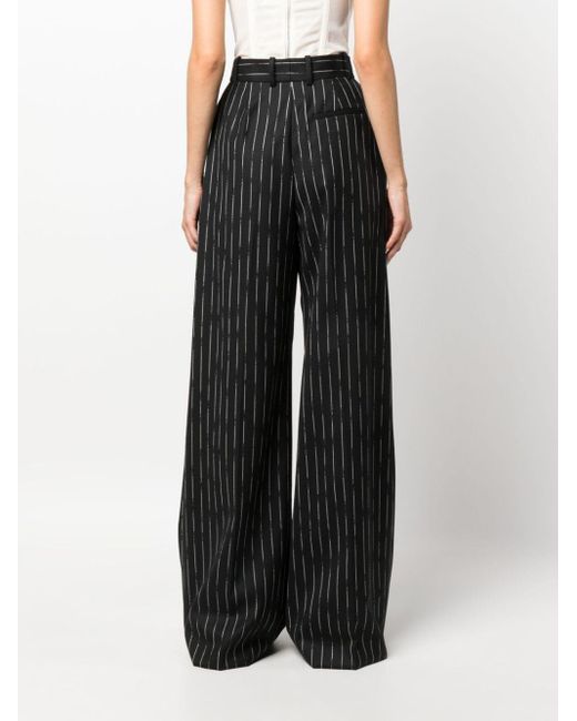 Pantalon ample à fines rayures Alexander McQueen en coloris Black