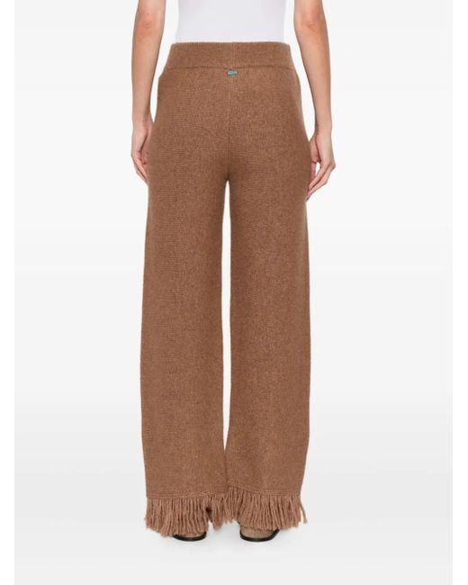 Alanui Brown Fringed Knitted Trousers