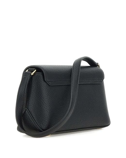 Elisabetta Franchi Black Logo-Plaque Leather Shoulder Bag
