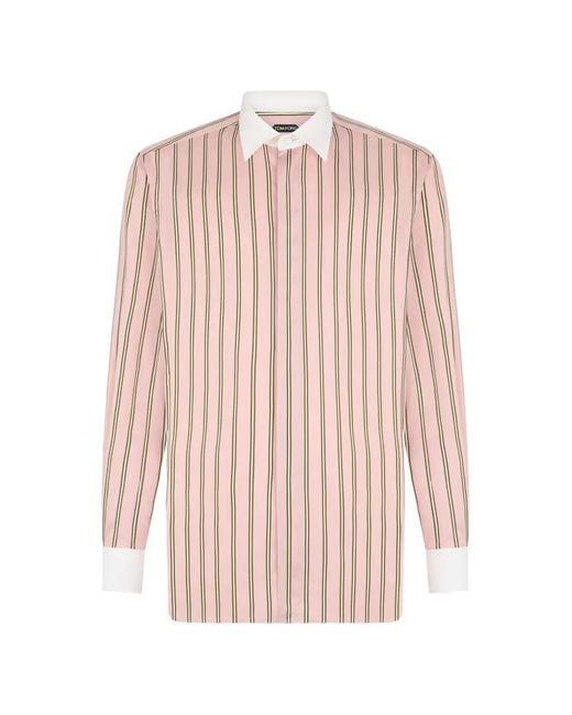 Tom Ford Gestreept Overhemd in het Pink voor heren