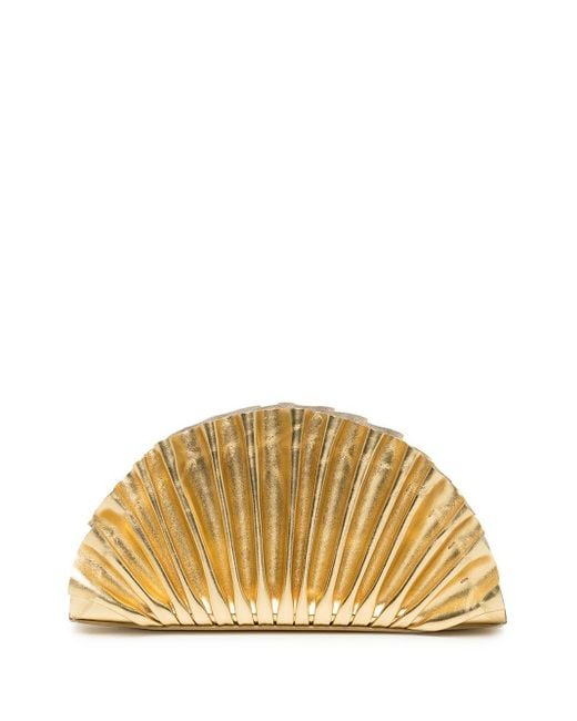 Cult Gaia Leather Nala Shell-detail Mini Clutch in Gold (Metallic ...