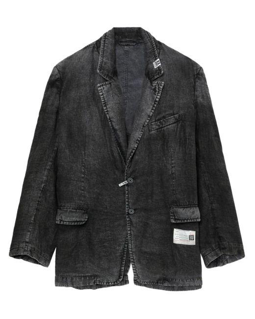 Maison Mihara Yasuhiro Black Faded Effect Linen Jacket for men