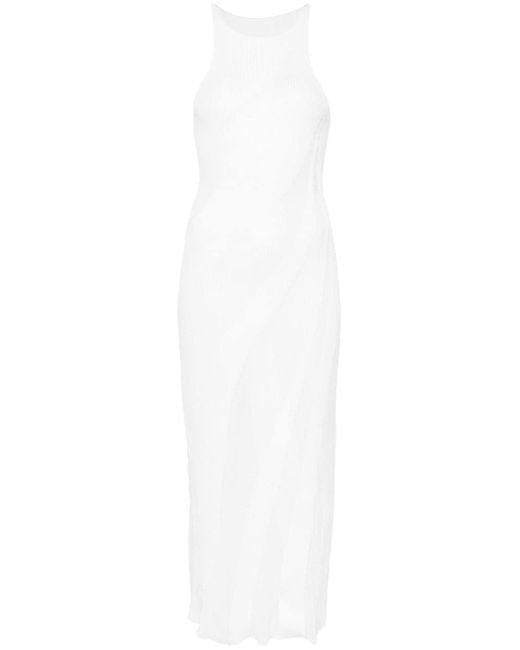 Isa Boulder White Walking Sheer-panels Maxi Dress