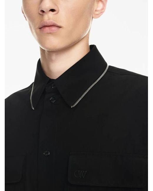 Off-White c/o Virgil Abloh Black Zip-Edge Cotton Shirt for men