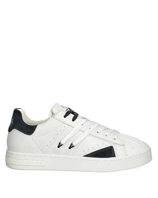 ARMANI EXCHANGE White Leather Panelled Trainers for men