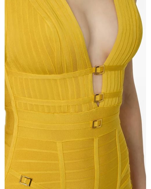 Elisabetta Franchi Yellow Carpet 3D Knit Dress