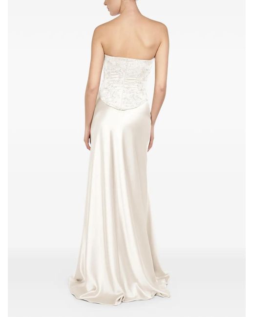 ALEXIA & ANTONIA White Draped Side-Slit Maxi Skirt