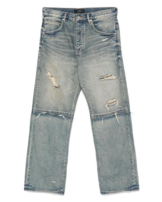 Purple Brand Blue Distressed Wide-Leg Jeans for men