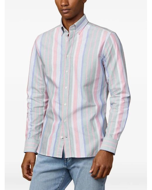 Hackett Blue Striped Oxford Shirt for men