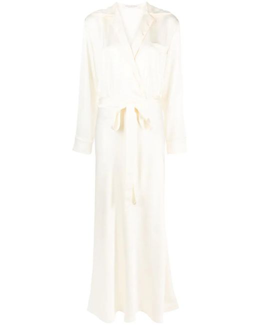 Philosophy Di Lorenzo Serafini White Notched-Lapels Satin-Finish Dress