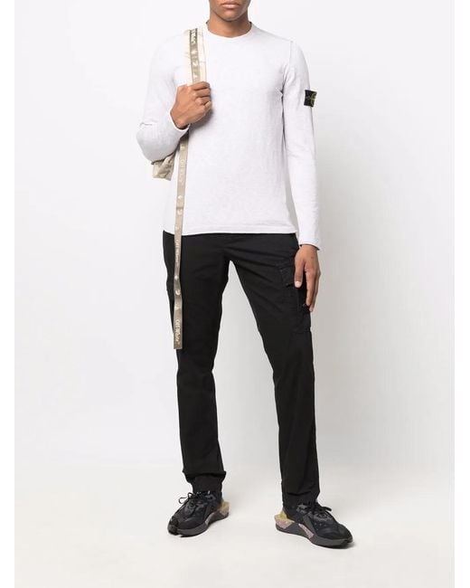 Stone Island White Compass Badge Crew-Neck Jumper for men