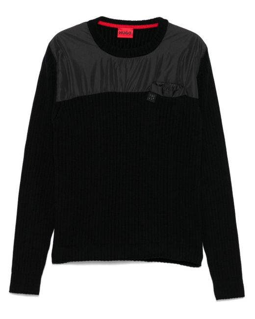 HUGO Black Panelled Sweater for men