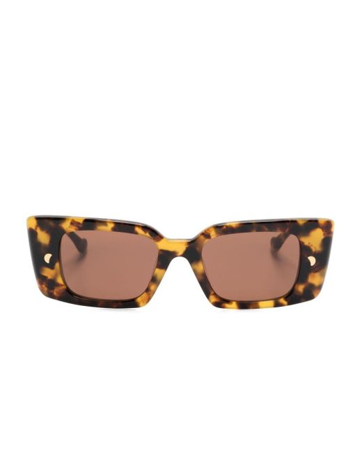 Nanushka Brown Carmel Rectangle-frame Sunglasses