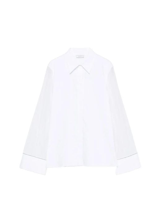 Peserico White Sheer-Sleeves Shirt